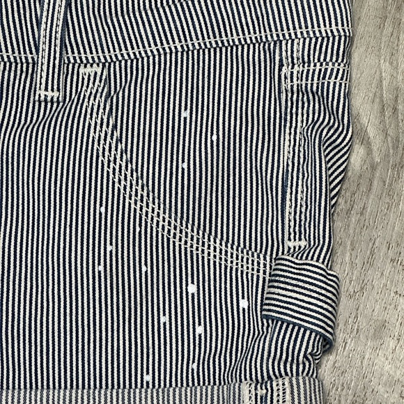 Junior’s Levi Levi’s 5 Small Shorts Jeans Rolled Stretch Stripes Navy Railroad - Picture 5 of 8